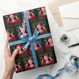 Trump Santa Gift Wrap, Make Christmas Great Again Wrapping Paper