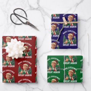 Trump Santa Hat Make Christmas Great Again Gift Wrapping Paper Sheet