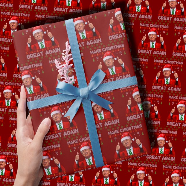 Trump Santa Hat | Make Christmas Great Again Red Wrapping Paper (Creator Uploaded)