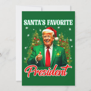 Trump Santa Hat Xmas   Santa's Favourite President Holiday Card