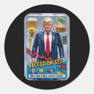 Trump Satire Survived Recession Box Set Action Fig Classic Round Sticker