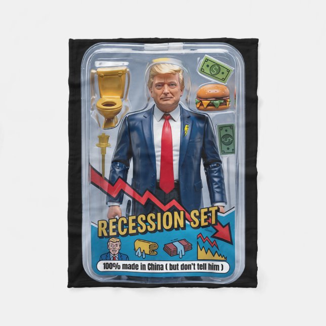 Trump Satire Survived Recession Box Set Action Fig Fleece Blanket (Front)