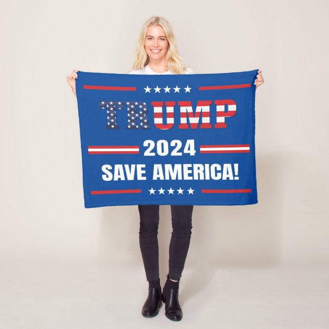 Trump save America again 2024 USA elections MAGA Fleece Blanket (In Situ)