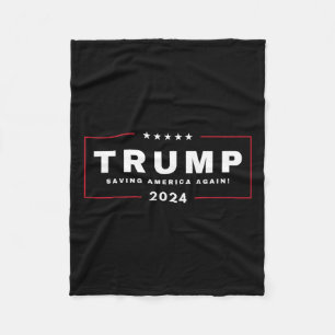 Trump Saving America Again 4th Of July 2024 Maga Fleece Blanket