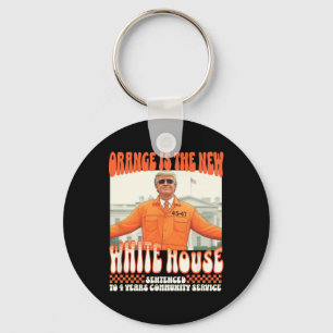 Trump Sentenced 4 Years Community Service Retro Ch Keychain