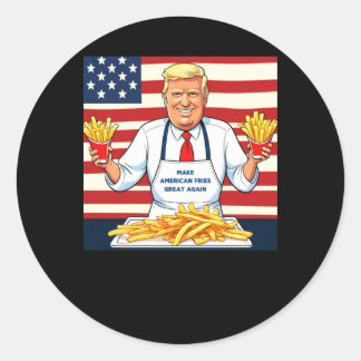 Trump Serving Mcdonalds Fries Classic Round Sticker