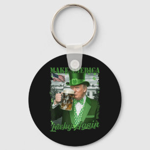 Trump Shamrock Make America Lucky Again St Keychain