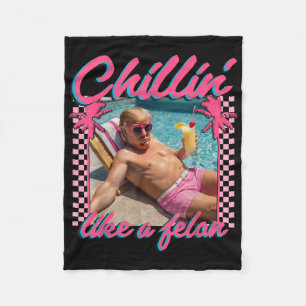Trump Shirt Funny Chillin Like A Felon Trump 2024 Fleece Blanket