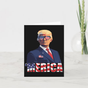 Trump Shirt Merica Trump Sungl Us Flag 4th Of July Card