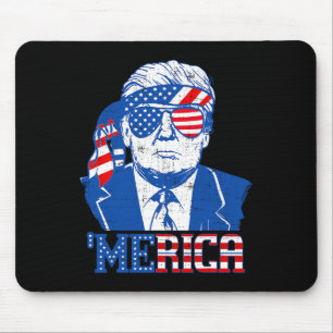 Trump Shirt Merica Trump Sungl Us Flag 4th Of July Mouse Pad
