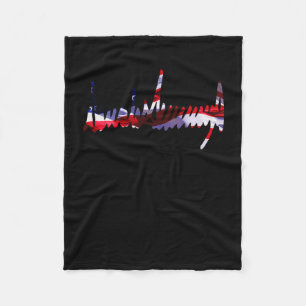 Trump Signature Usa Flag 4th Of July 2024 Maga Tee Fleece Blanket
