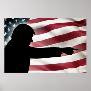 Trump Silhouette Flag Poster