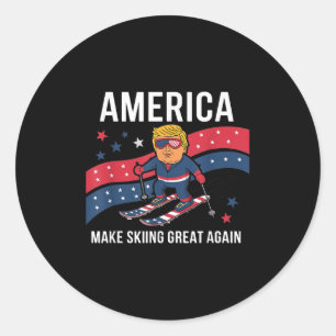 Trump Ski Usa - Christmas Make Skiing Great Again Classic Round Sticker