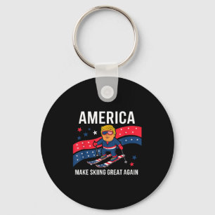 Trump ski usa - christmas make skiing great again keychain