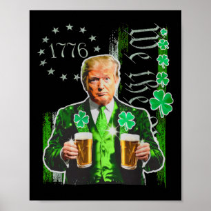 Trump St Patrick Day We The People Us Flag Shamroc Poster