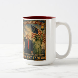Trump Statue of Liberty USA 250 Years Celebration Two-Tone Coffee Mug
