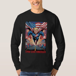 Trump Superhero Flyover: Patriotic Crowd Custom T-Shirt