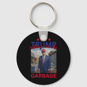 Trump Taking Out The Garbyge 2024 Funny Trump  Keychain