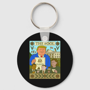 Trump Tarot Card The Fool Imposes Tariff On Pengui Keychain