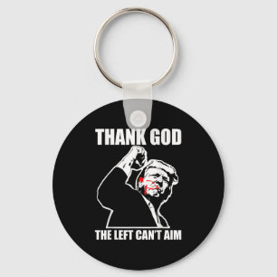Trump Thank God The Left Can't Aim , Small, Black Keychain