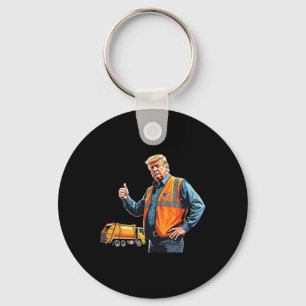 Trump Thumbs Up Garbyge Truck Worker American Flag Keychain