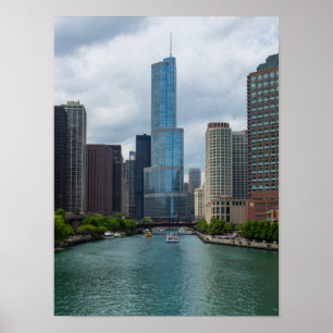 Trump Tower Chicago River Poster
