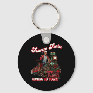 Trump Train Christmas Coming To Town Santa Trump 2 Keychain