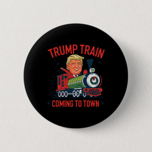 Trump Train Coming To Town Funny Christmas Santa C 2 Inch Round Button