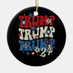 Trump Trump Trump 2024 Retro Ceramic Ornament