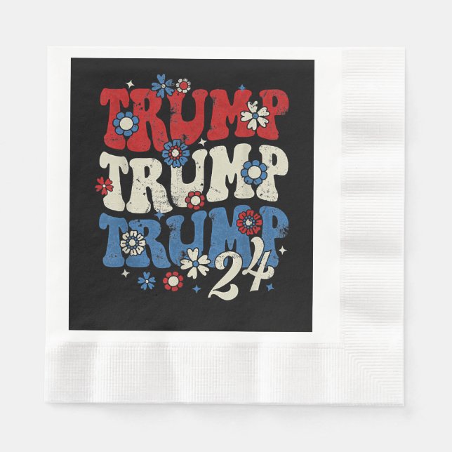Trump Trump Trump 2024 Retro  Napkin (Front)
