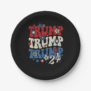 Trump Trump Trump 2024 Retro Paper Plate