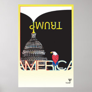 TRUMP Trumpet & Capitol Night w/TRUMPet & flag Poster