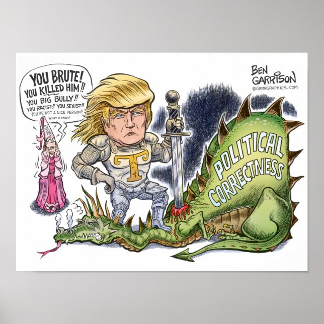 Trump tueur de dragon 16" x 12", Poster Paper (Mat (Devant)