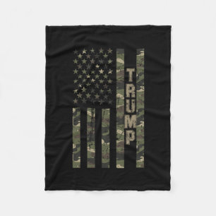 Trump United States Distressed Camo W Us Flag Fleece Blanket