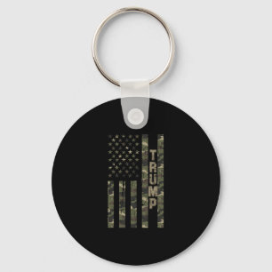 Trump United States Distressed Camo W Us Flag  Keychain