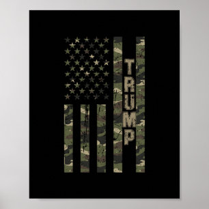 Trump United States Distressed Camo W Us Flag  Poster