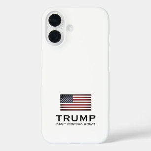 Trump US flag iPhone 16 Case. Keep America Great iPhone 16 Case