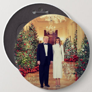 Trump US President White House Christmas  6 Inch Round Button