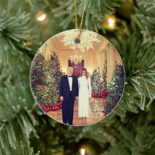 Trump US President White House Christmas Ceramic Ornament