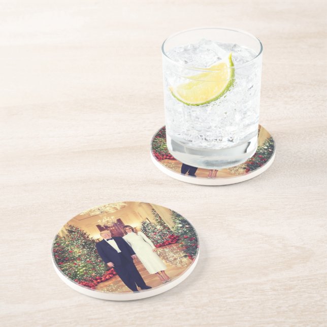 Trump US President White House Christmas  Coaster (Side)