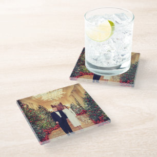 Trump US President White House Christmas  Glass Coaster