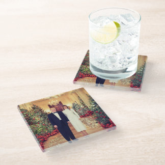 Trump US President White House Christmas Glass Coaster