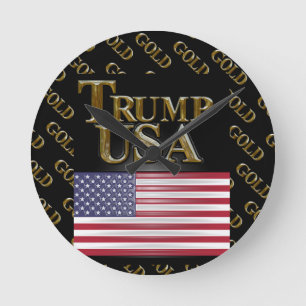 TRUMP USA GOLD ROUND CLOCK