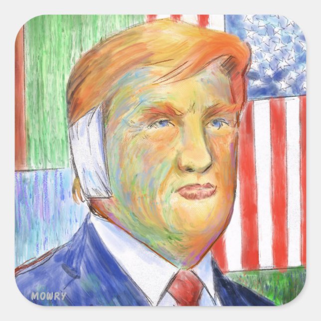 Trump Van Gogh Square Sticker (Front)