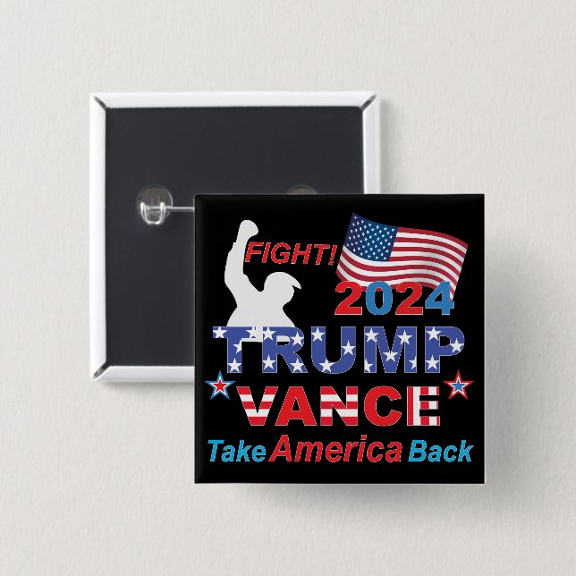 TRUMP VANCE 2024 2 INCH SQUARE BUTTON (Front & Back)