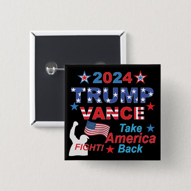 TRUMP VANCE 2024 2 INCH SQUARE BUTTON (Front & Back)
