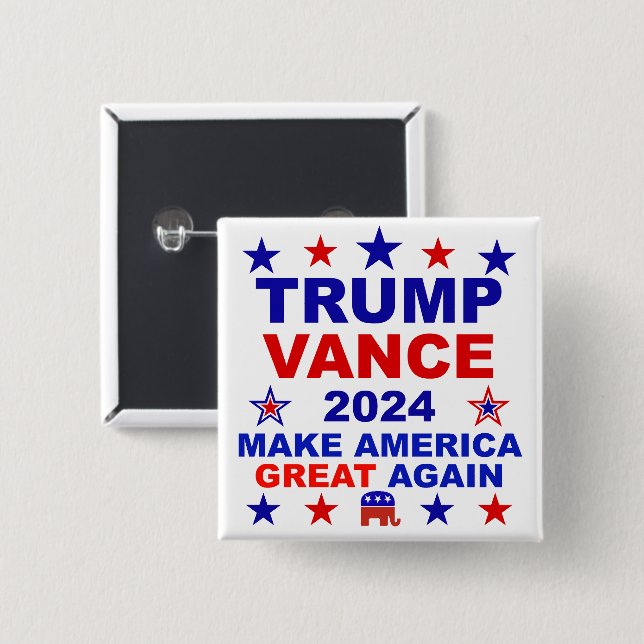 Trump Vance 2024 2 Inch Square Button (Front & Back)