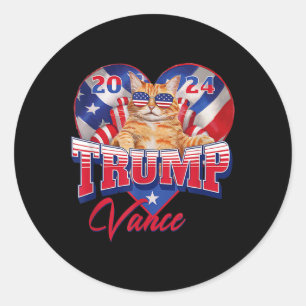 Trump Vance 2024 Cat Heart Us Political President Classic Round Sticker