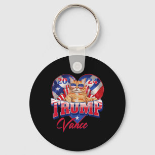 Trump Vance 2024 Cat Heart Us Political President Keychain