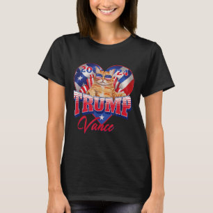 Trump Vance 2024 Cat Heart Us Political President T-Shirt
